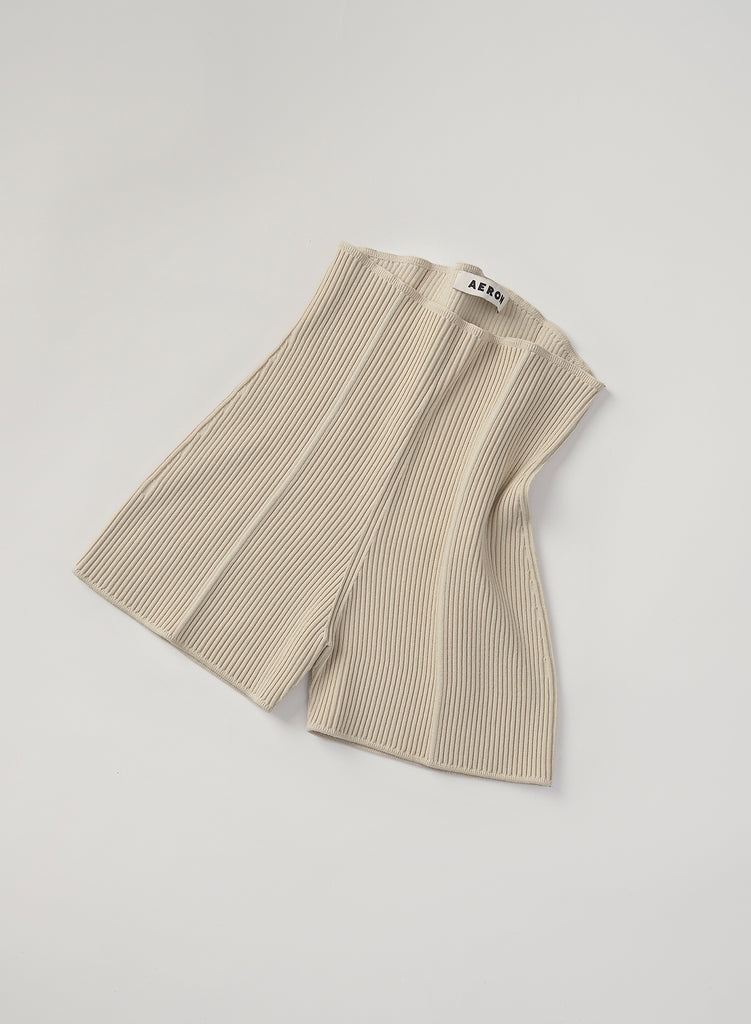 AERON BISOU Ribbed-knit shorts – cream