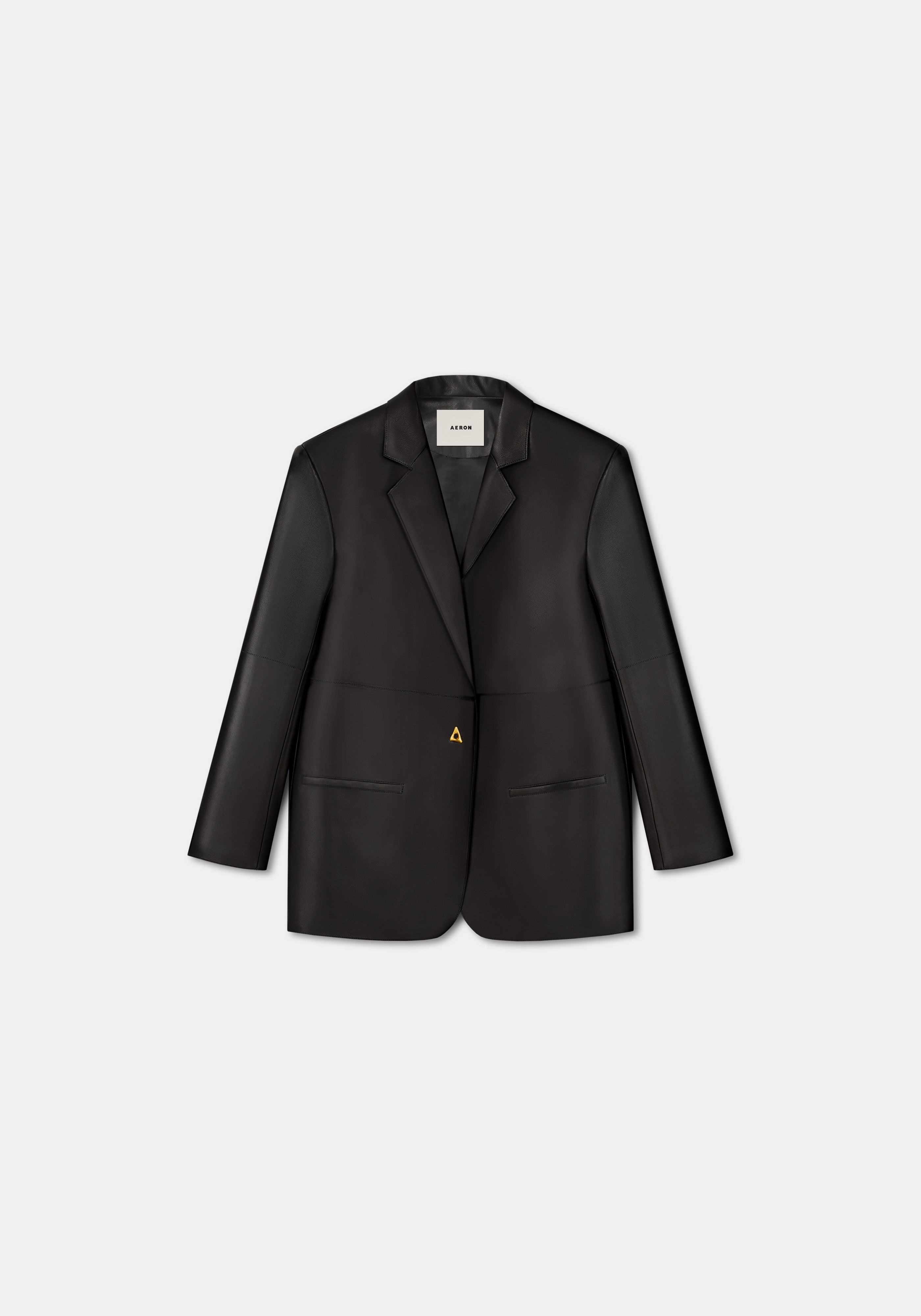 AERON - MERCEDES - Classic leather blazer - black