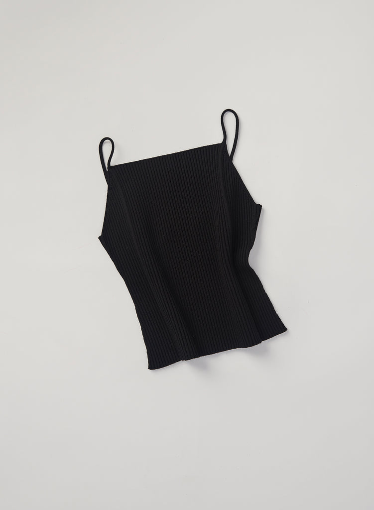 AERON BRETON Ribbed-knit cropped top – black